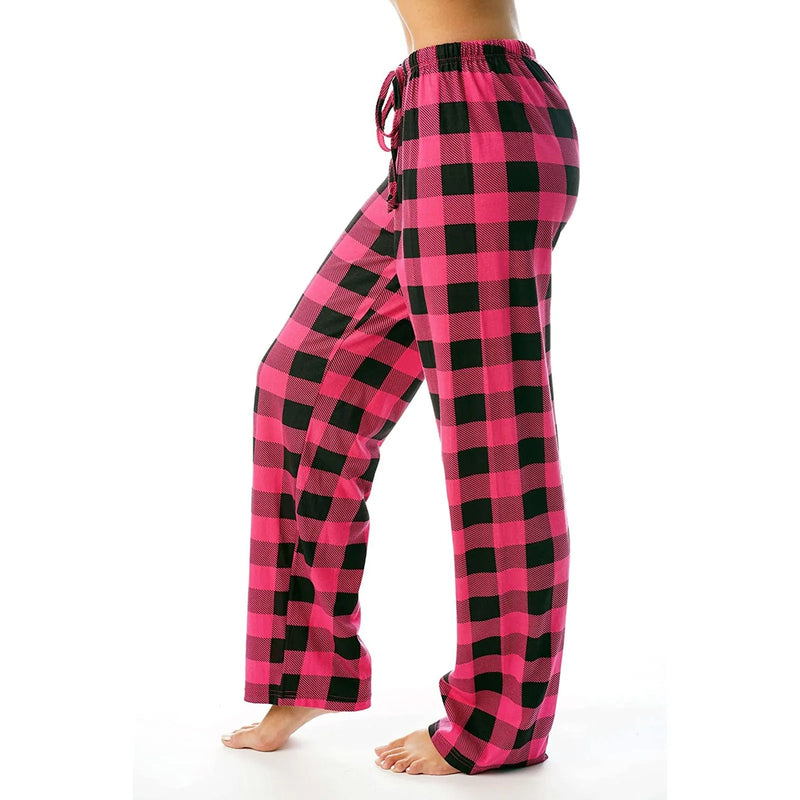 Rutig pyjamas med tryck för kvinnor