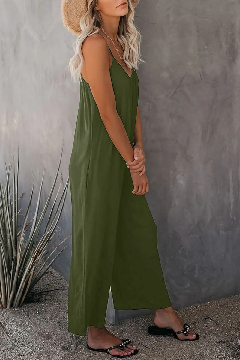 Damer med V-ringad Loose Fit Suspender Jumpsuit