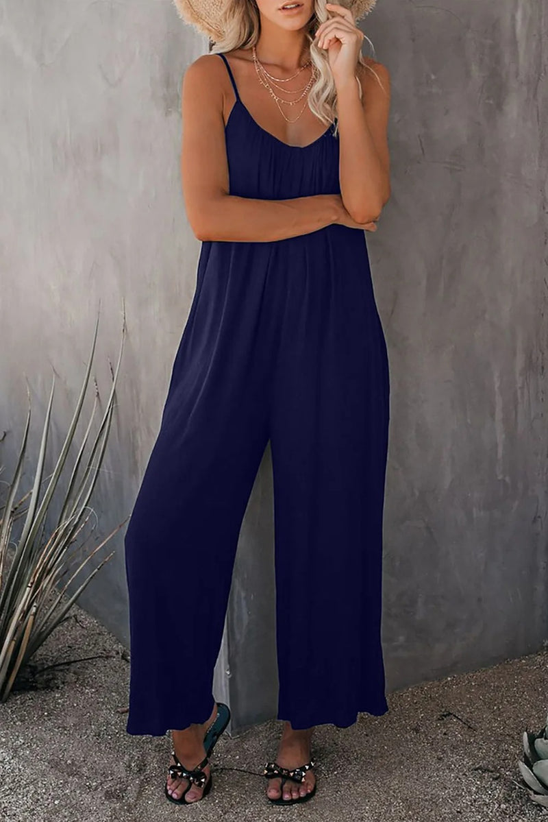 Damer med V-ringad Loose Fit Suspender Jumpsuit