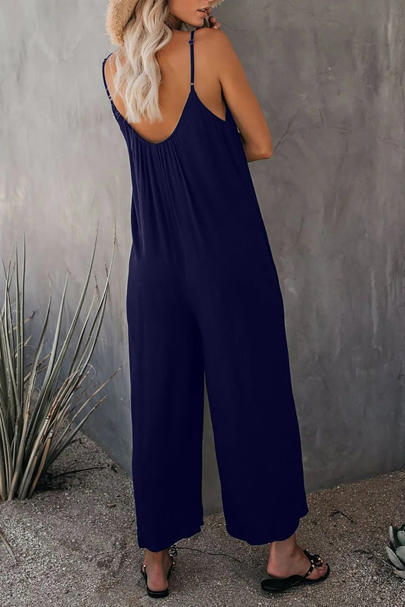 Damer med V-ringad Loose Fit Suspender Jumpsuit