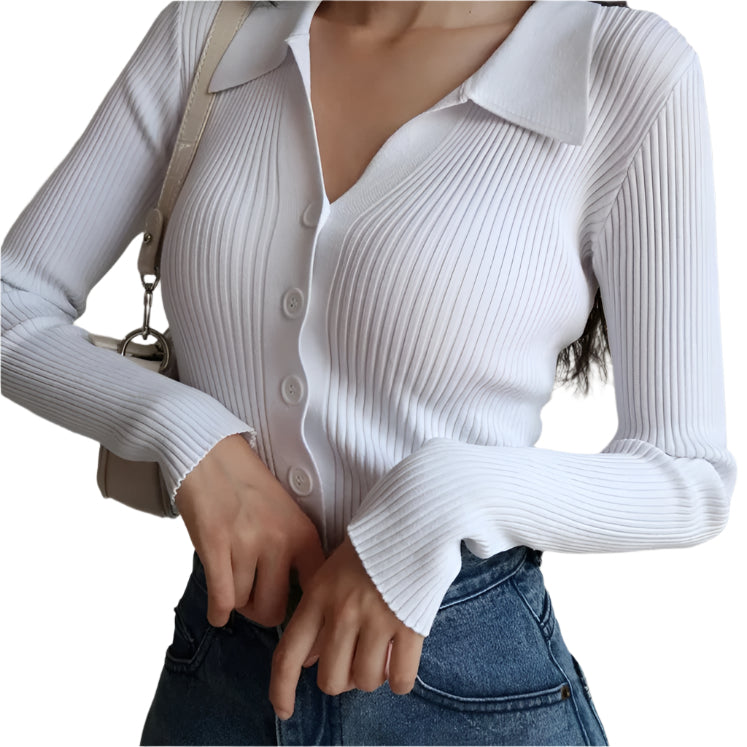 Stickad Slim Cardigan med V-ringad dam