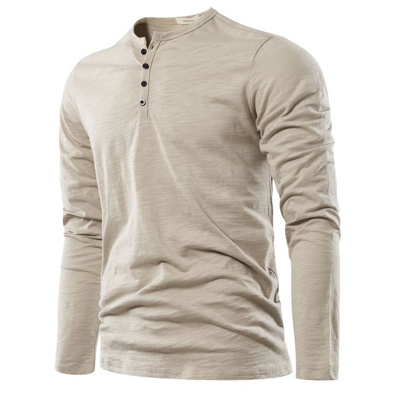 Långärmad T-shirt med Henleyhals för män