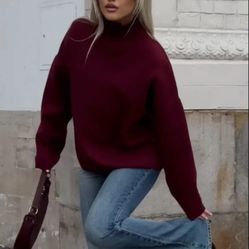 Casual stickad tröja med ståkrage