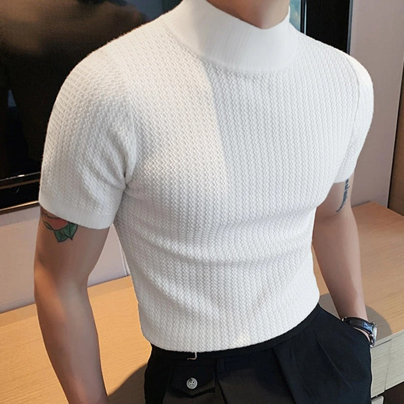 Höghalsad slim fit-T-shirt för herr