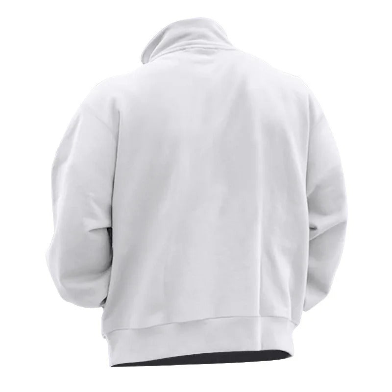Sweatshirt med halv dragkedja och ståkrage för män