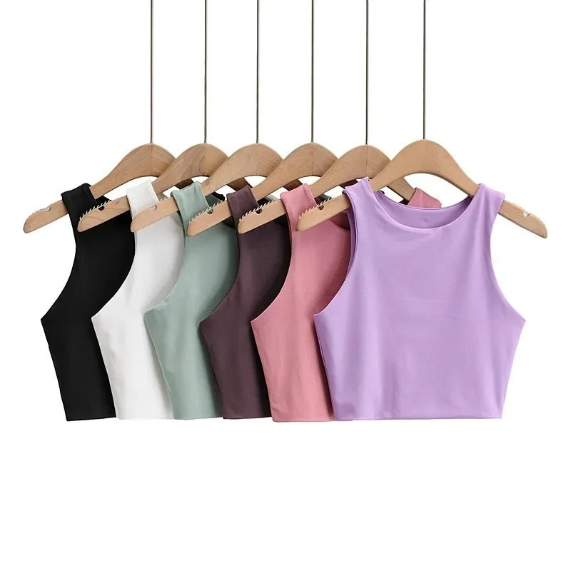 Ärmlös O-Neck Slim Fit Tank Top för kvinnor