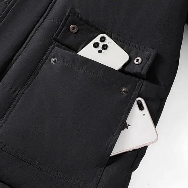 Varm jacka med luva för män