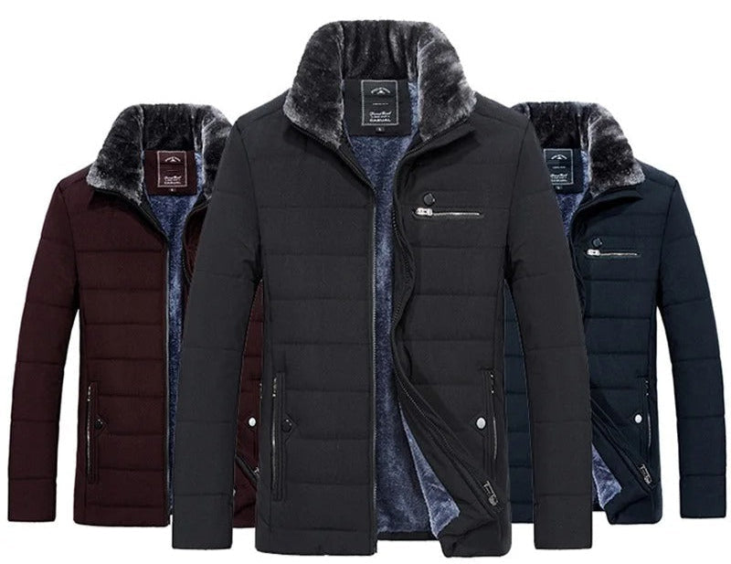 Windbreakerjacka med pälskrage för män