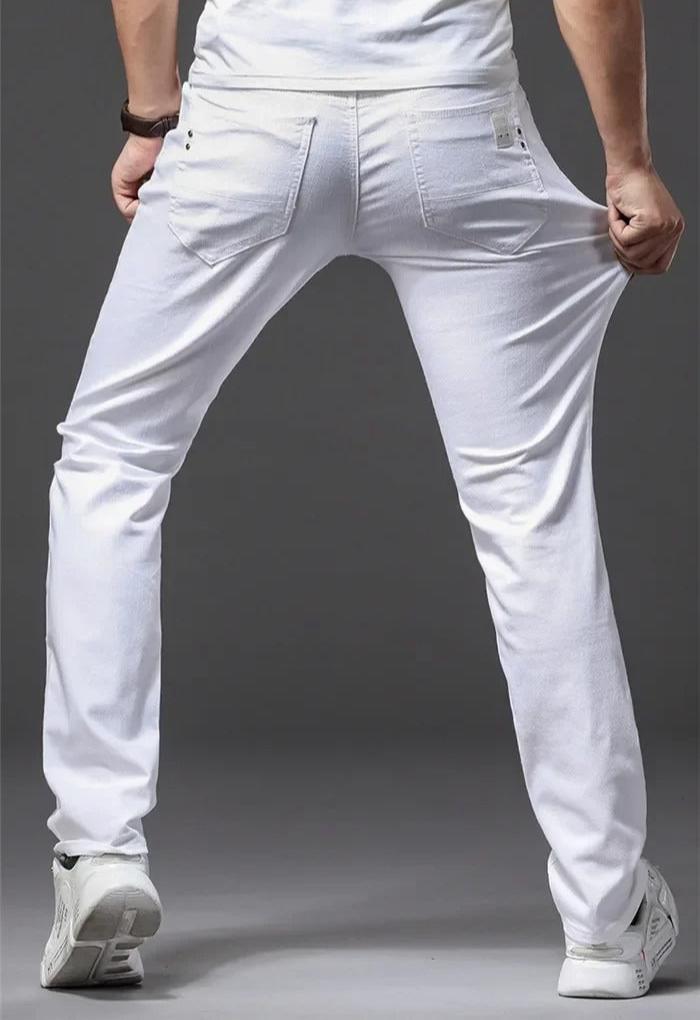 Klassiska vita Slim Fit-jeans för män