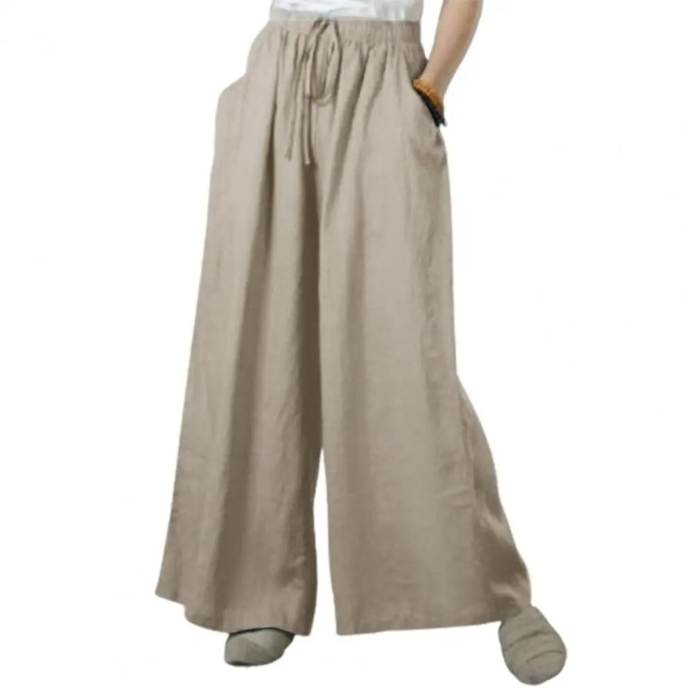 Casual byxor med raka vida ben för kvinnor