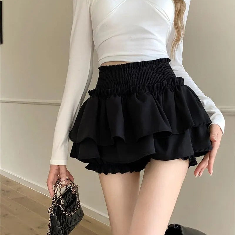 Hög midja volanger Patchwork Lolita kjol