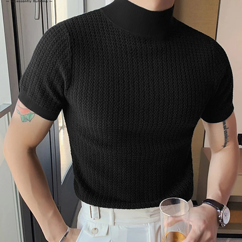 Höghalsad slim fit-T-shirt för herr
