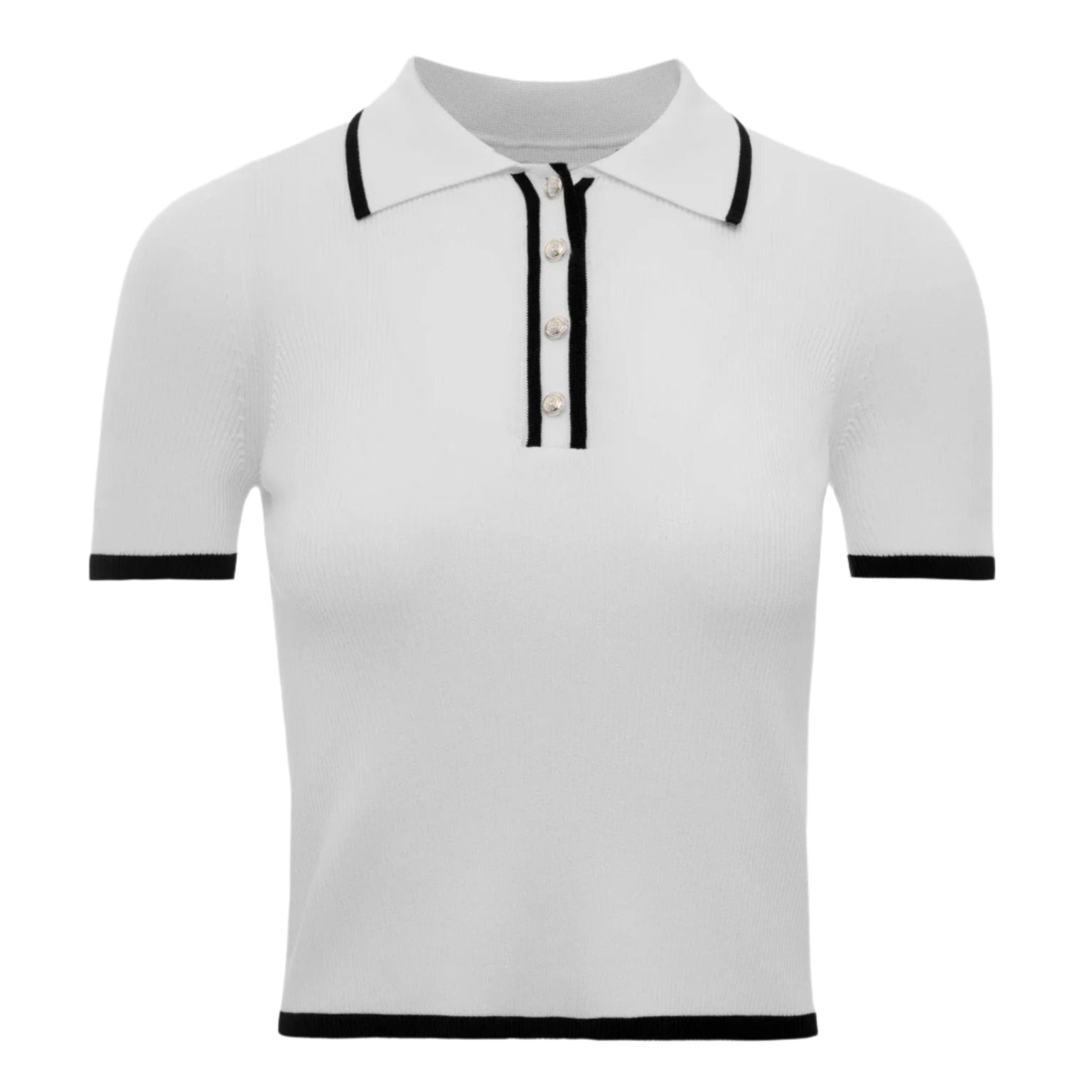 Kortärmad stickad topp för kvinnor