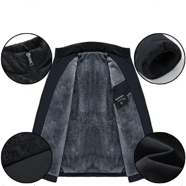 Vinterplysch förtjockad parka för män