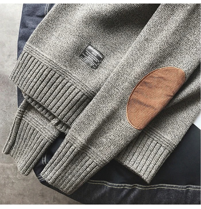 Oversized patchstickad tröja för män