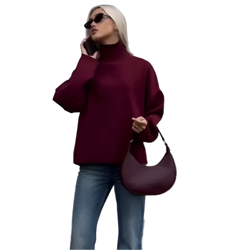 Casual stickad tröja med ståkrage