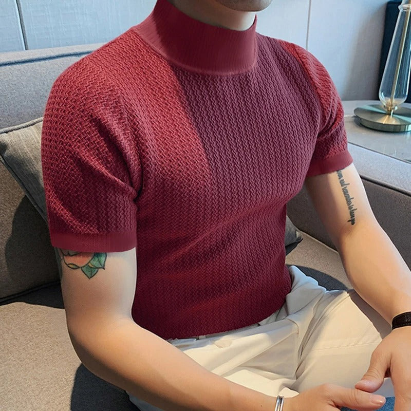 Höghalsad slim fit-T-shirt för herr