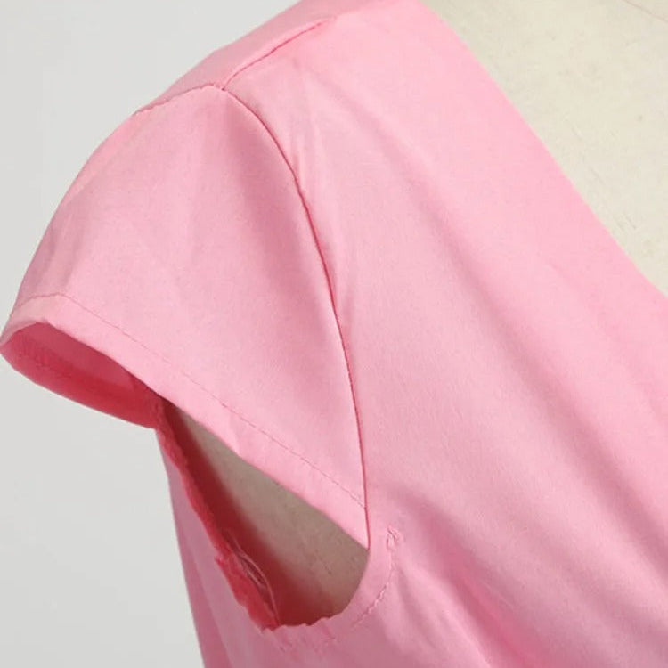 V-ringad vintage midiklänning för kvinnor