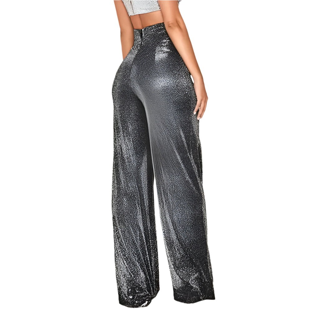 Byxor med vida ben och hög midja för kvinnor