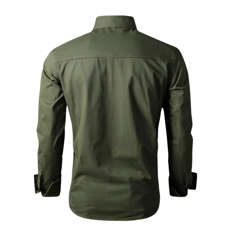 Långärmad militärskjorta för män