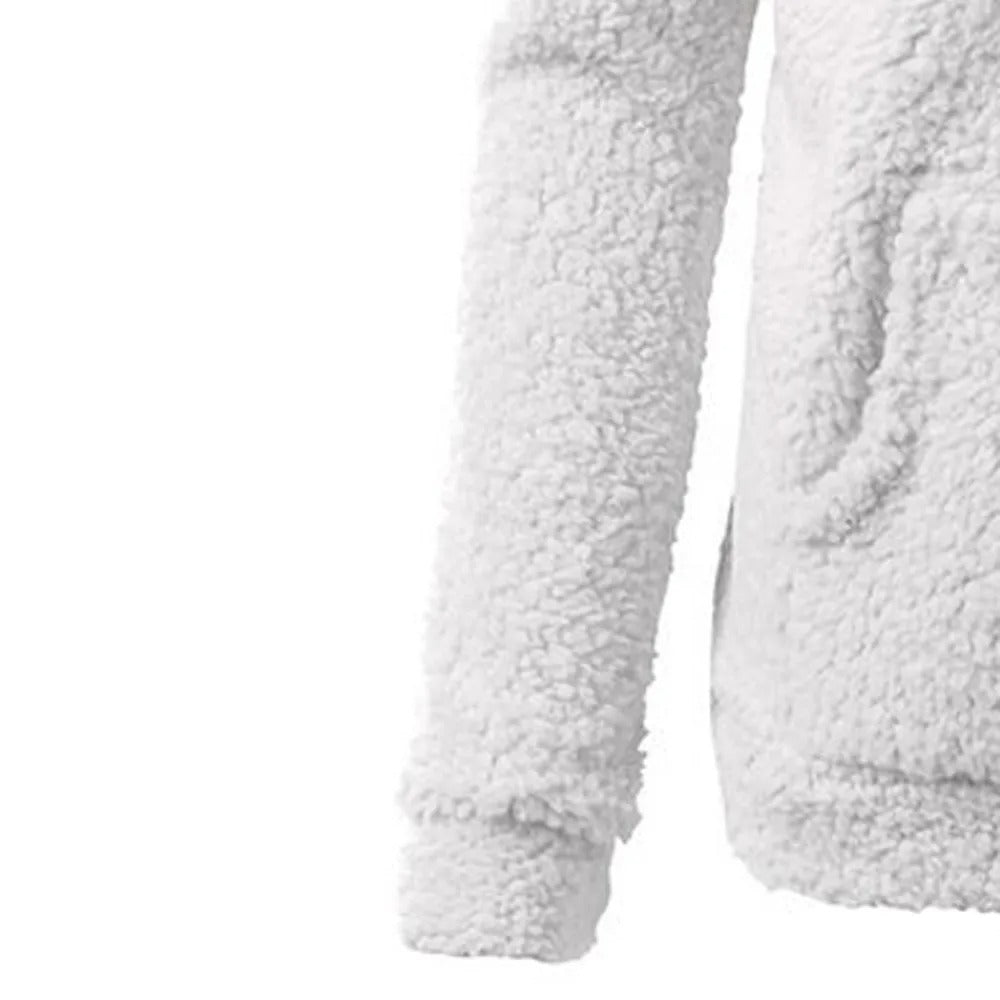 Fleece vinterjacka med huva för kvinnor