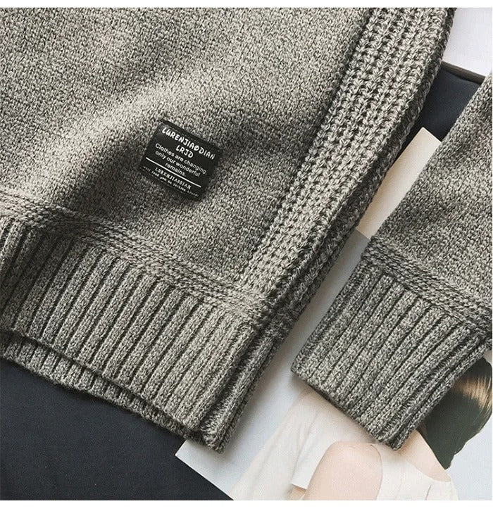 Oversized patchstickad tröja för män