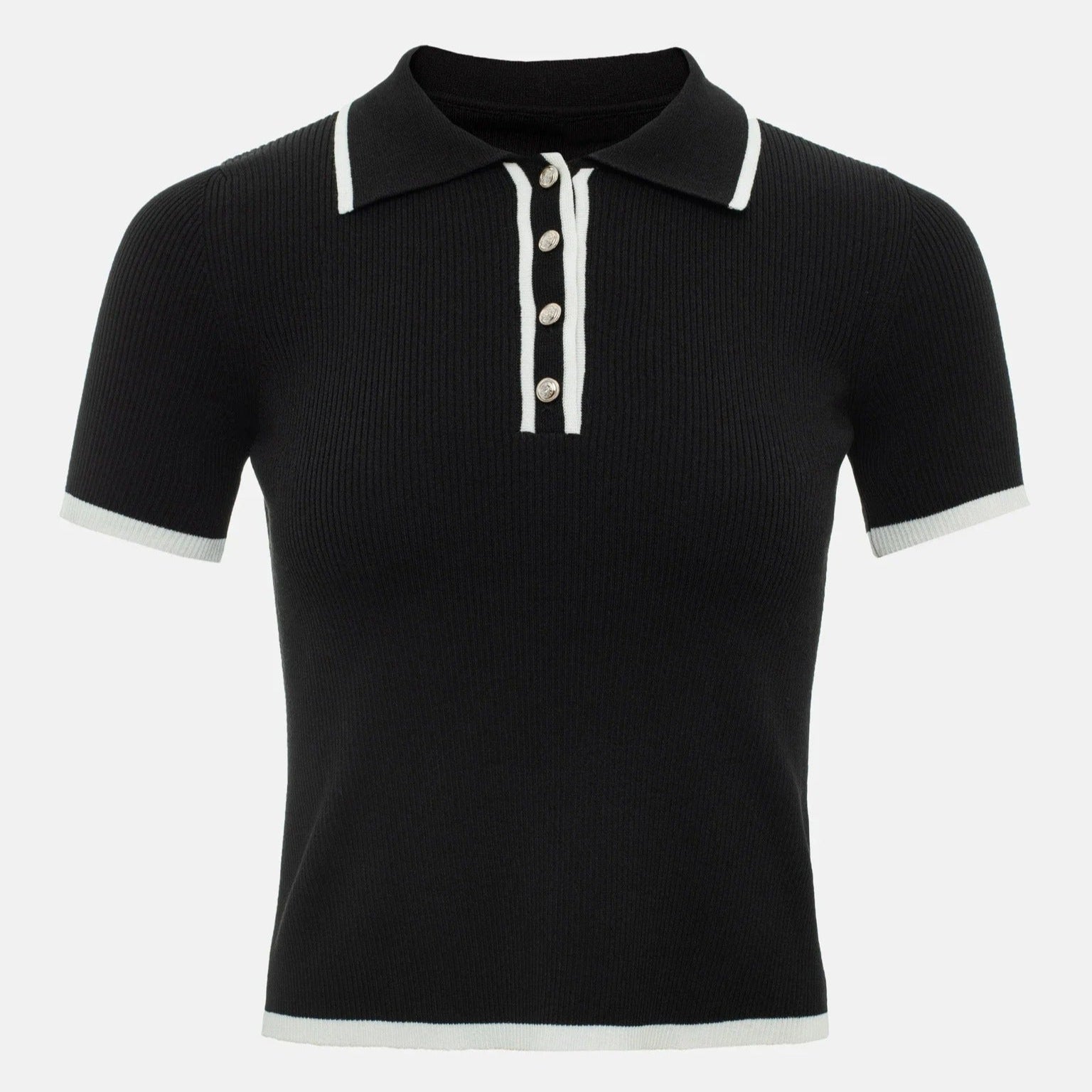 Kortärmad stickad topp för kvinnor