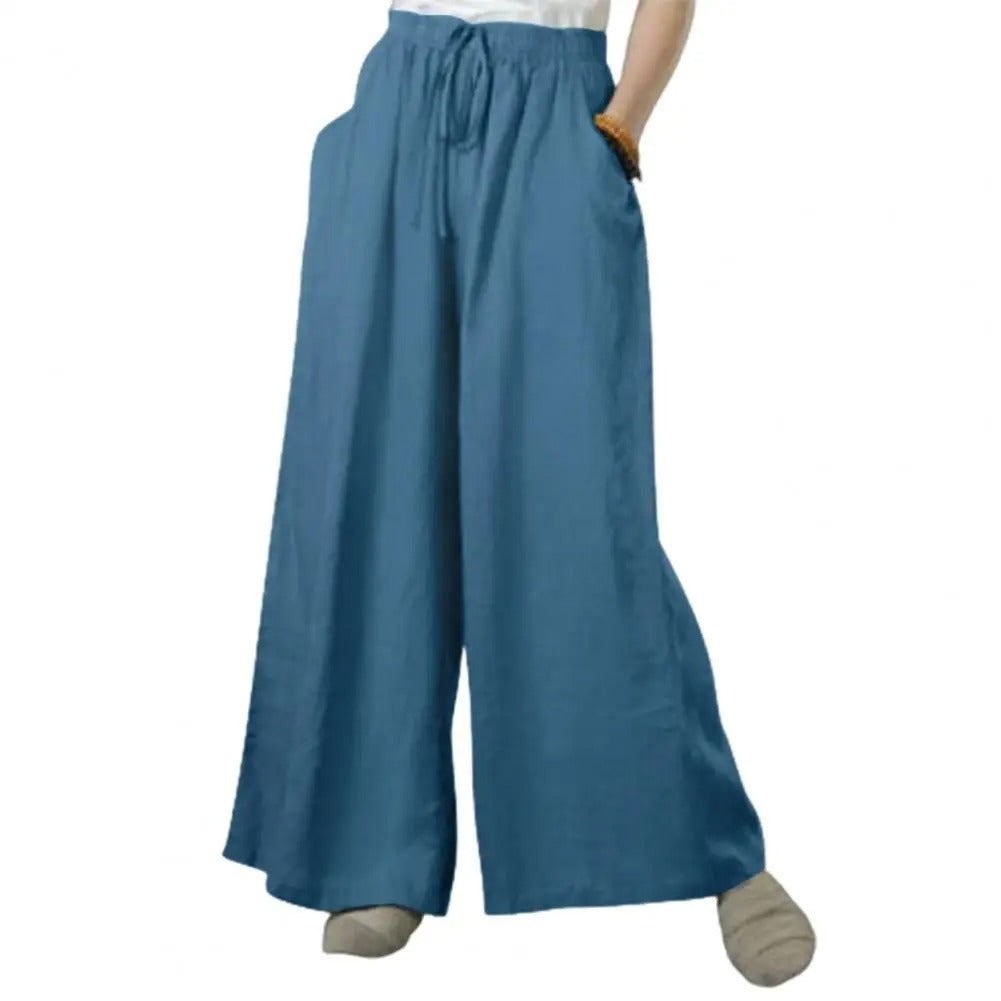 Casual byxor med raka vida ben för kvinnor