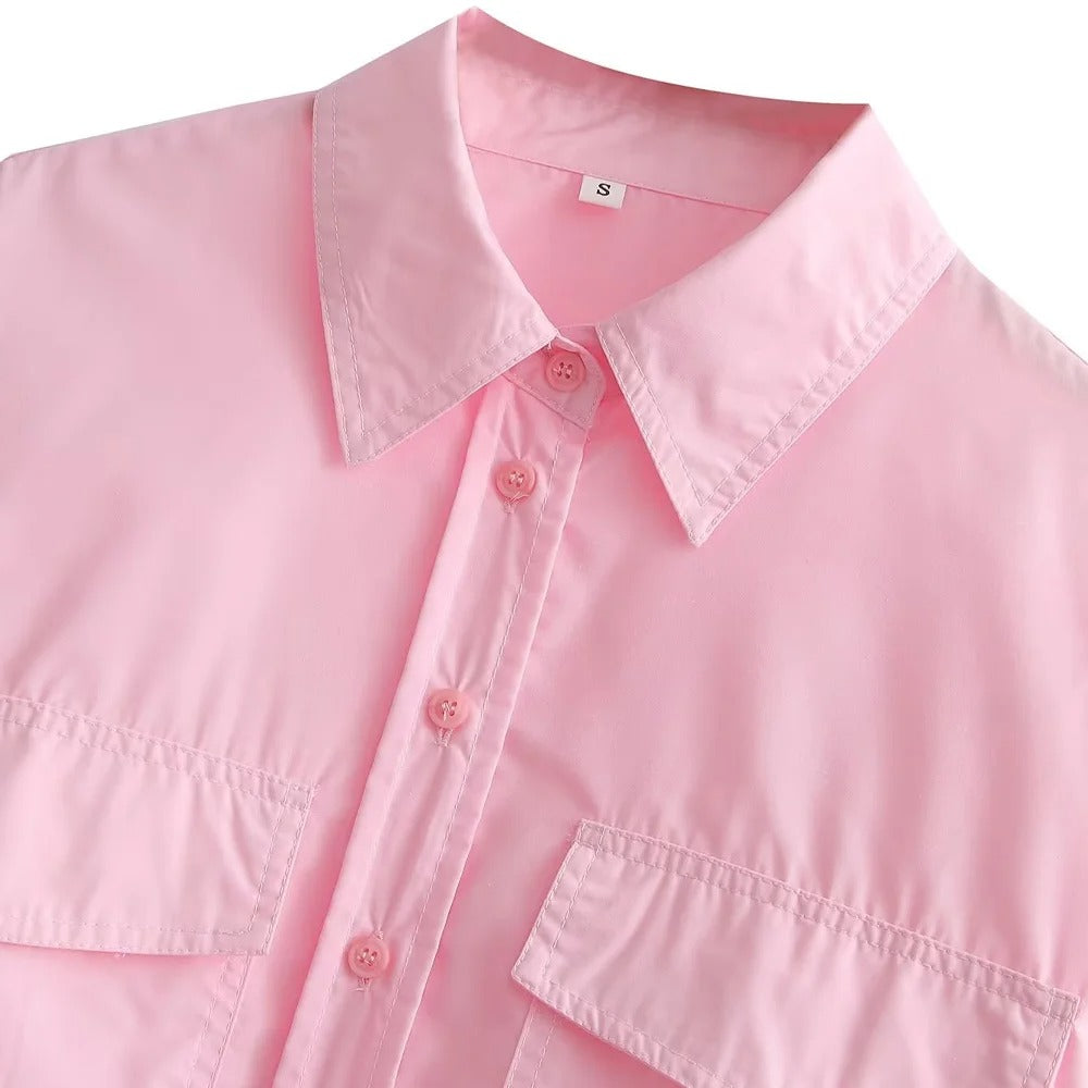 Lös beskuren poplinskjorta för kvinnor