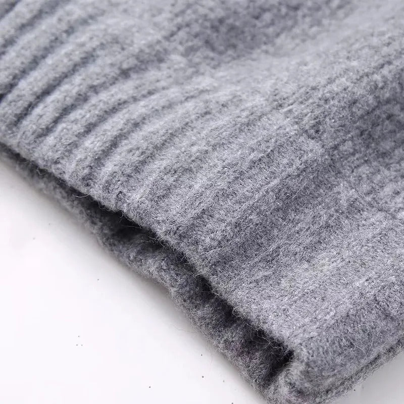 Stickad tröja med dragkedja för kvinnor