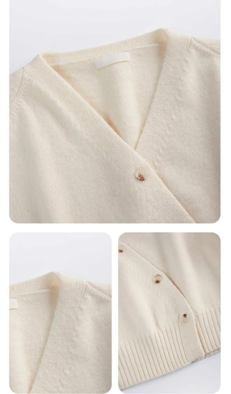 V-ringad damkofta med diagonal knapp