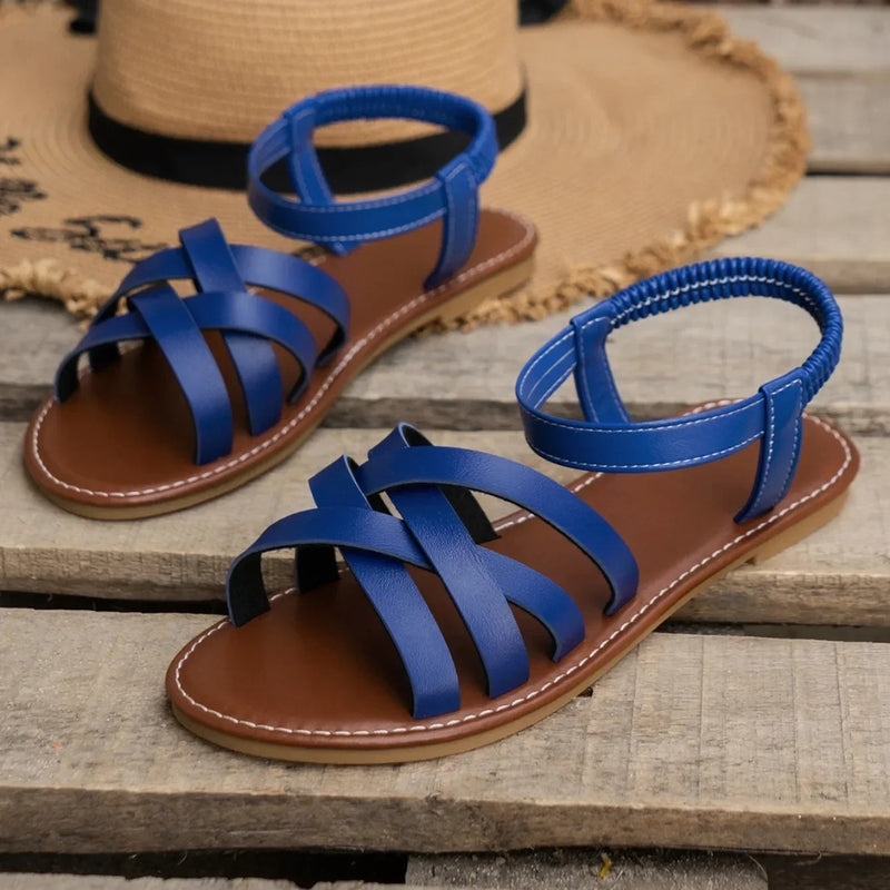 Platta sandaler med elastiskt band för kvinnor