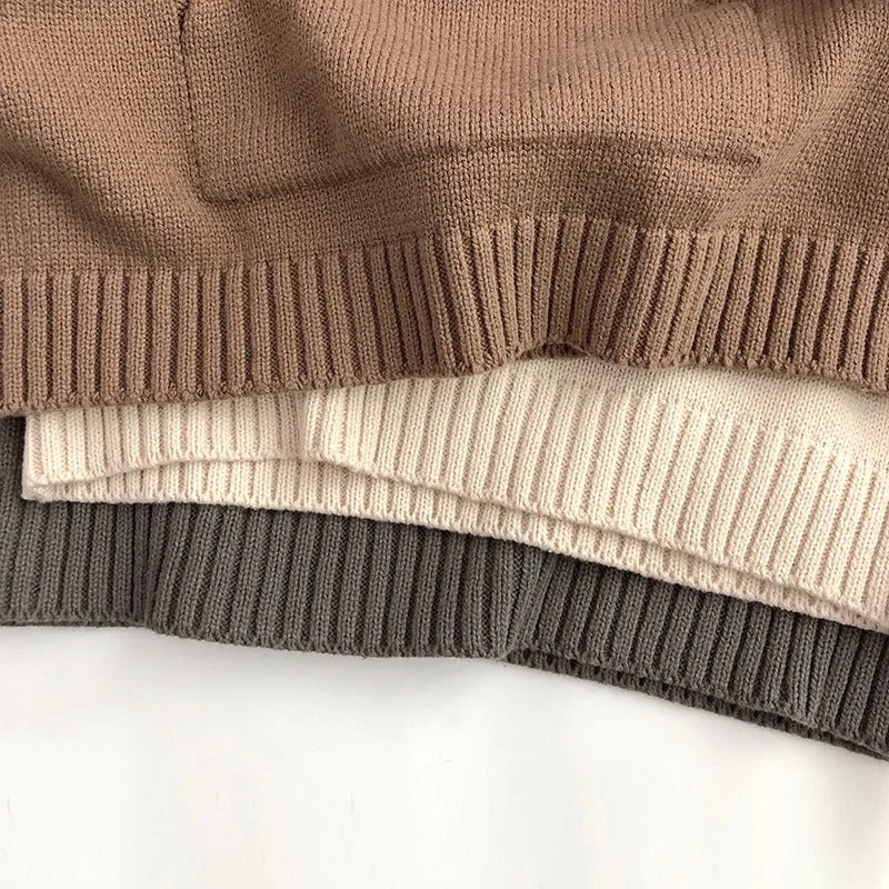 Stickad huvtröja med framfickor för barn