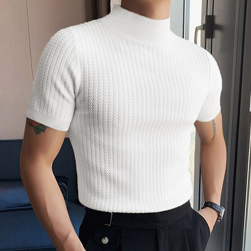 Höghalsad slim fit-T-shirt för herr