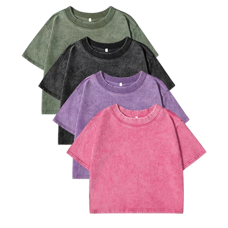 Enfärgad Slim Washed T-shirt för kvinnor