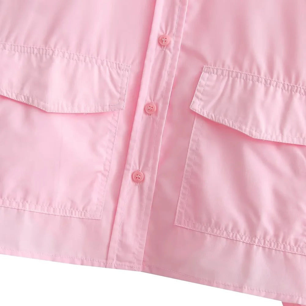 Lös beskuren poplinskjorta för kvinnor