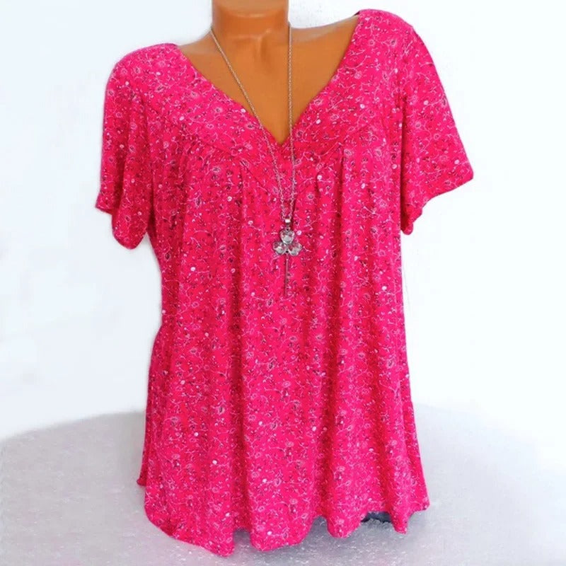 V-ringad tank med blommönster för kvinnor