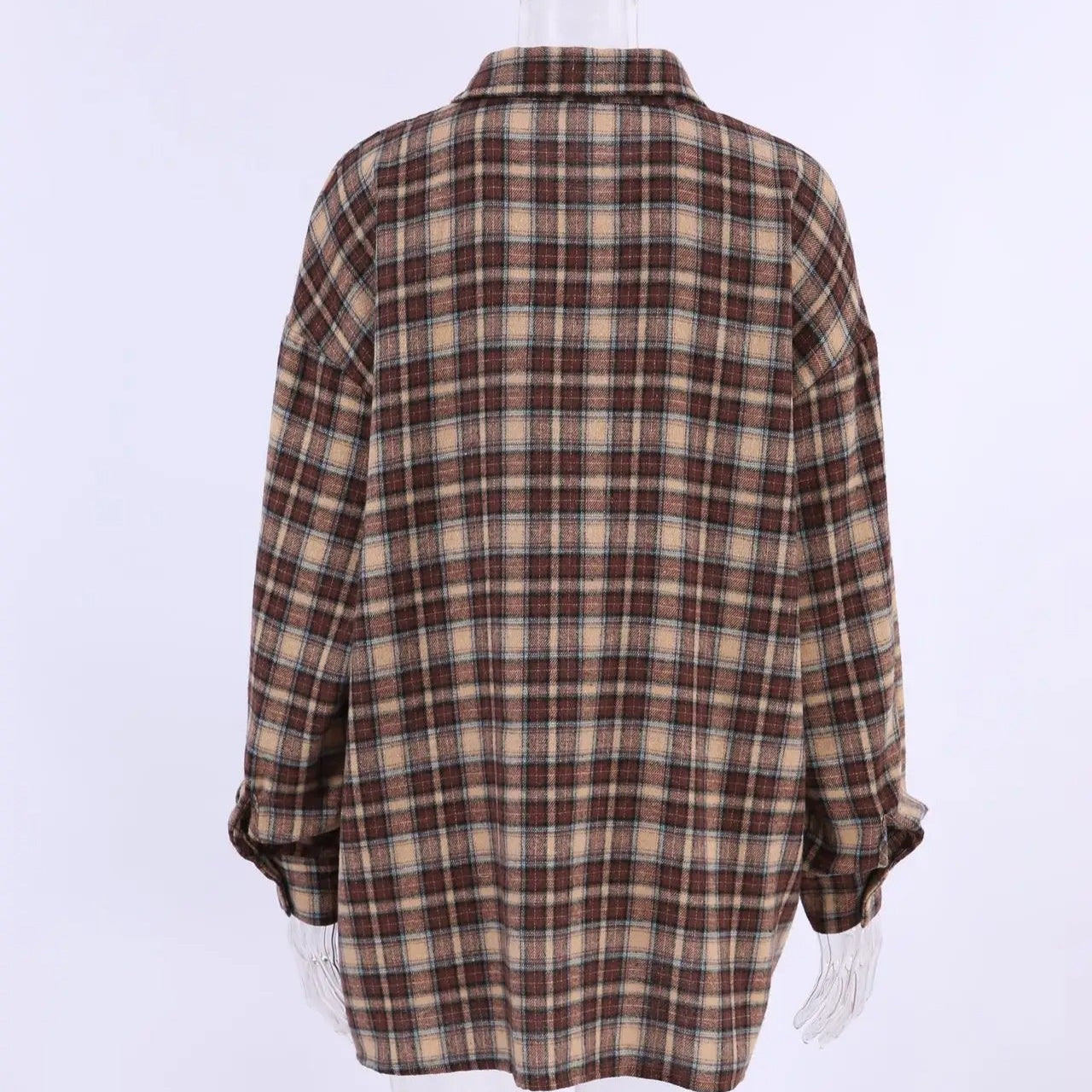 Dam vintage rutig långärmad blus