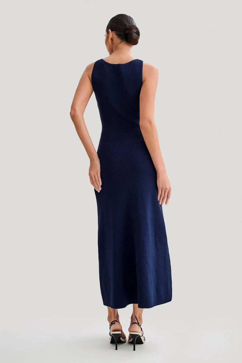 Stickad ärmlös Knäppning Bodycon Klänning för kvinnor