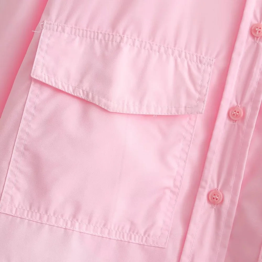 Lös beskuren poplinskjorta för kvinnor