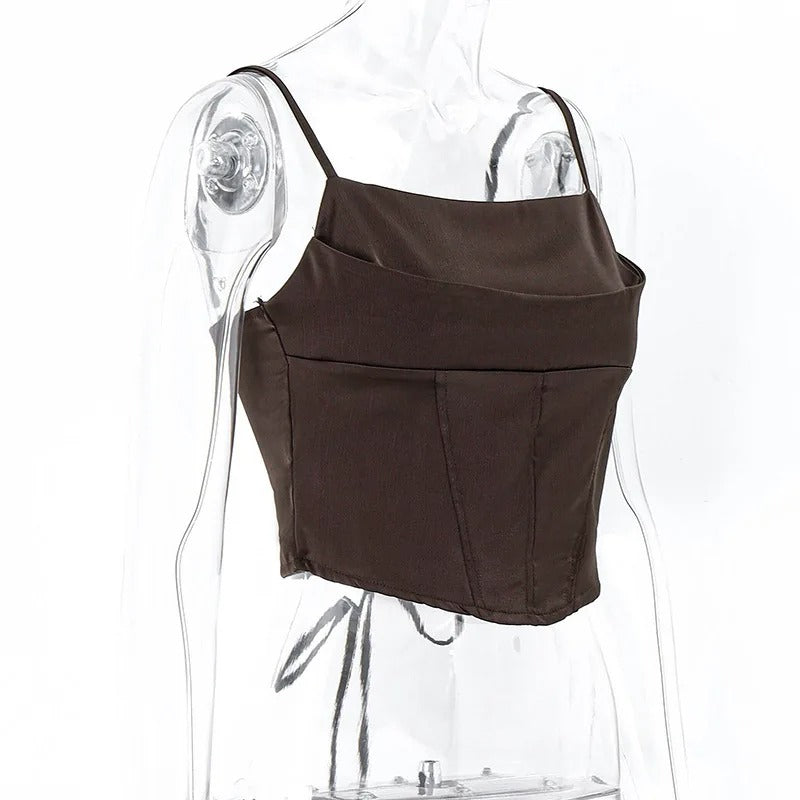 Damtopp med rygglös spaghettirem