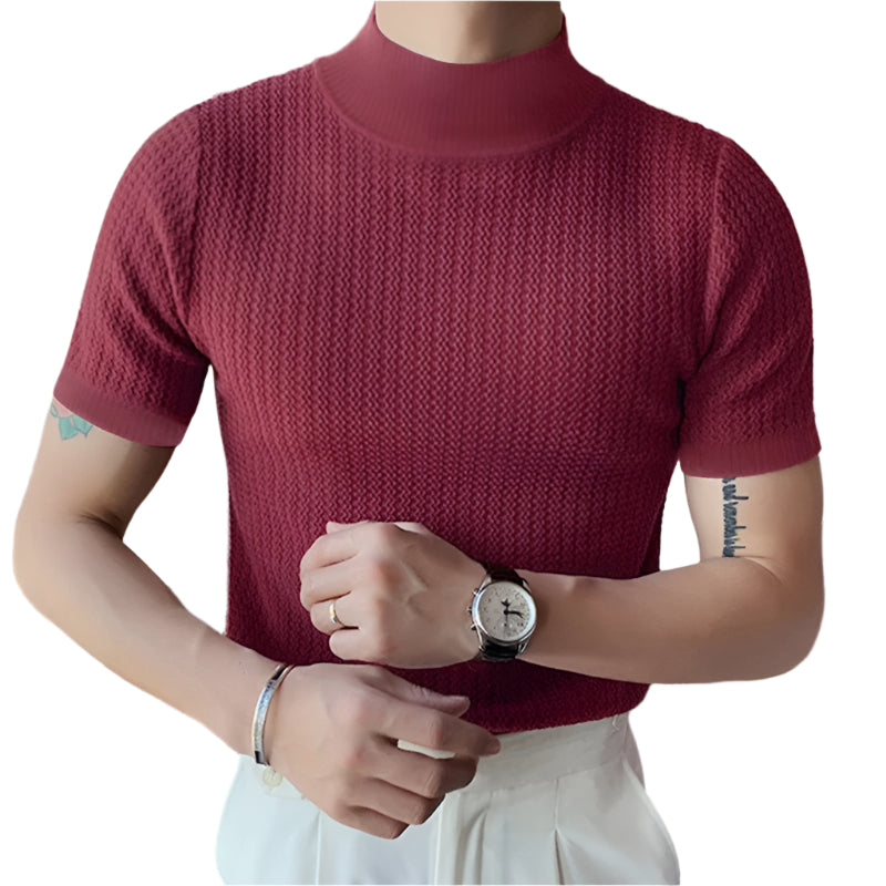 Höghalsad slim fit-T-shirt för herr