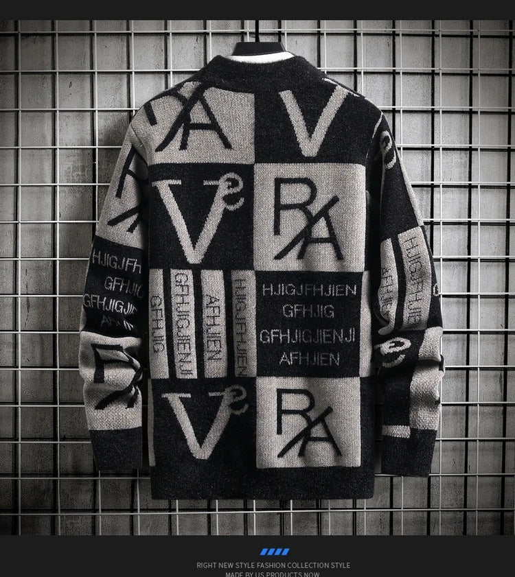 Randig rundhalsad tröja för män