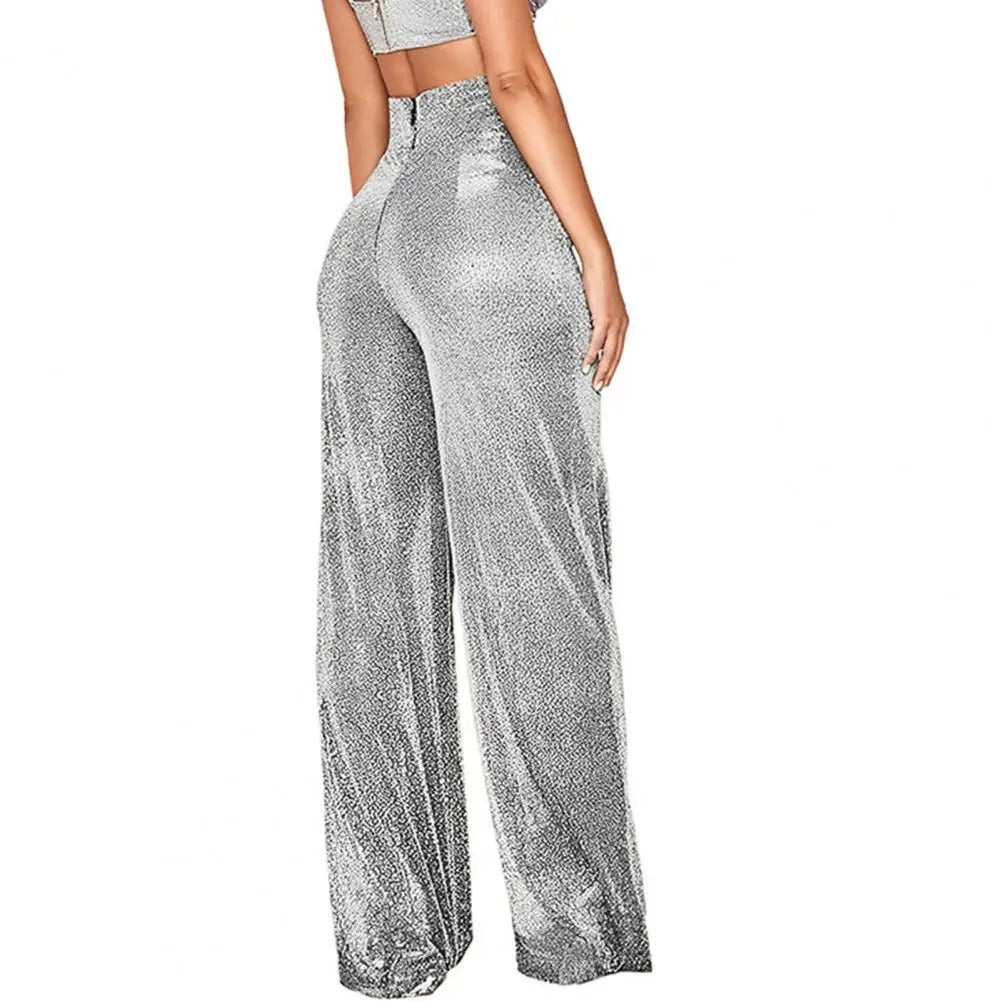 Byxor med vida ben och hög midja för kvinnor