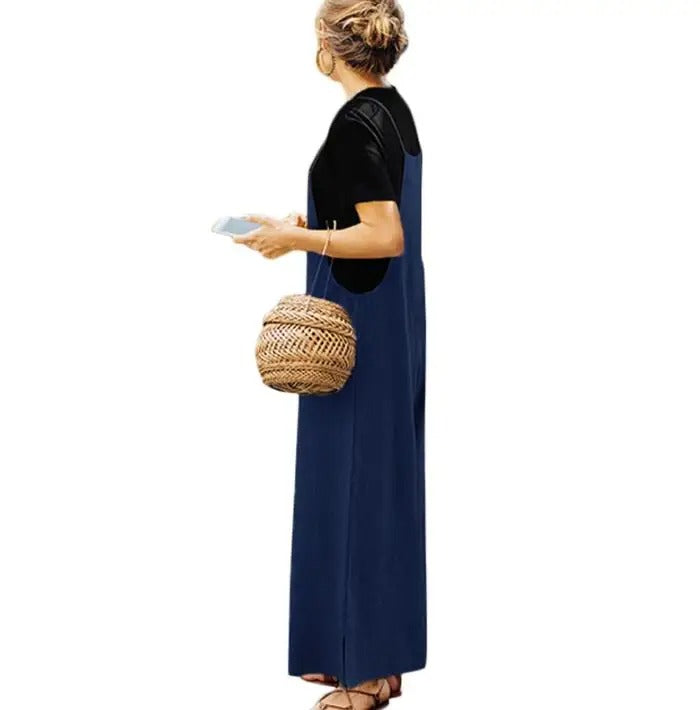 Jumpsuit för kvinnor ärmlös lös jumpsuit