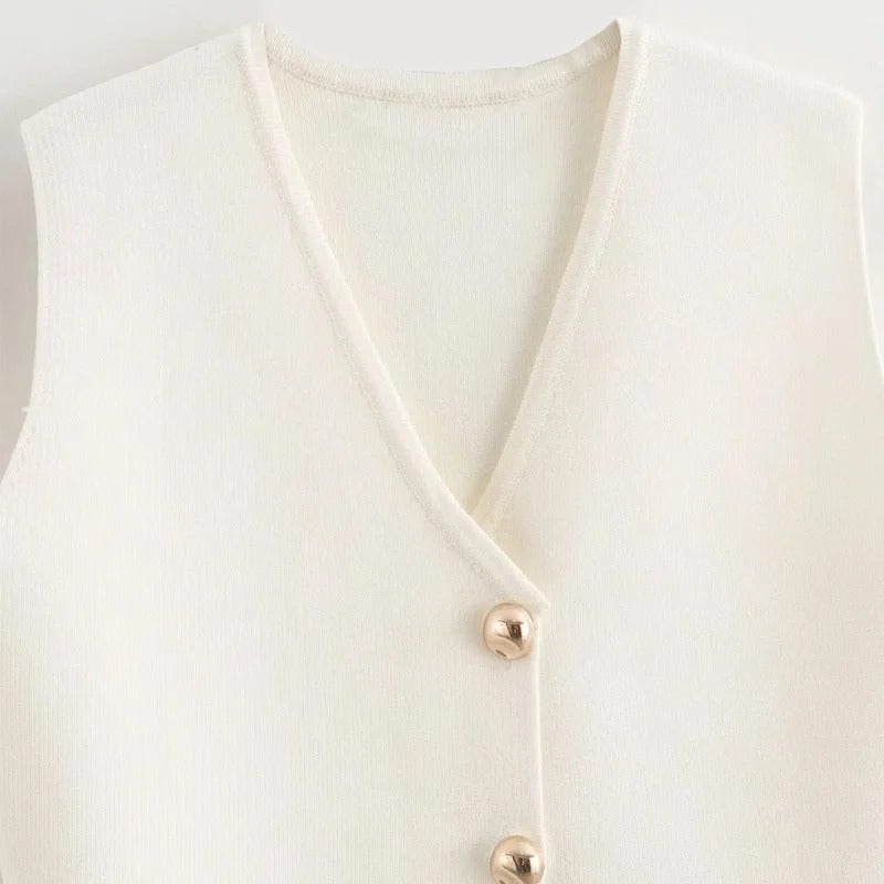 Stickat ärmlöst linne för kvinnor