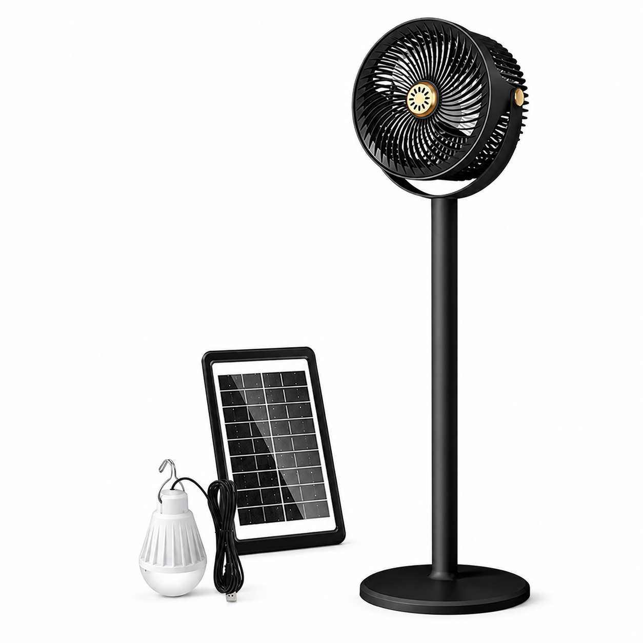 Stativfläkt med Solenergi och LED-belysning Multifunktionell