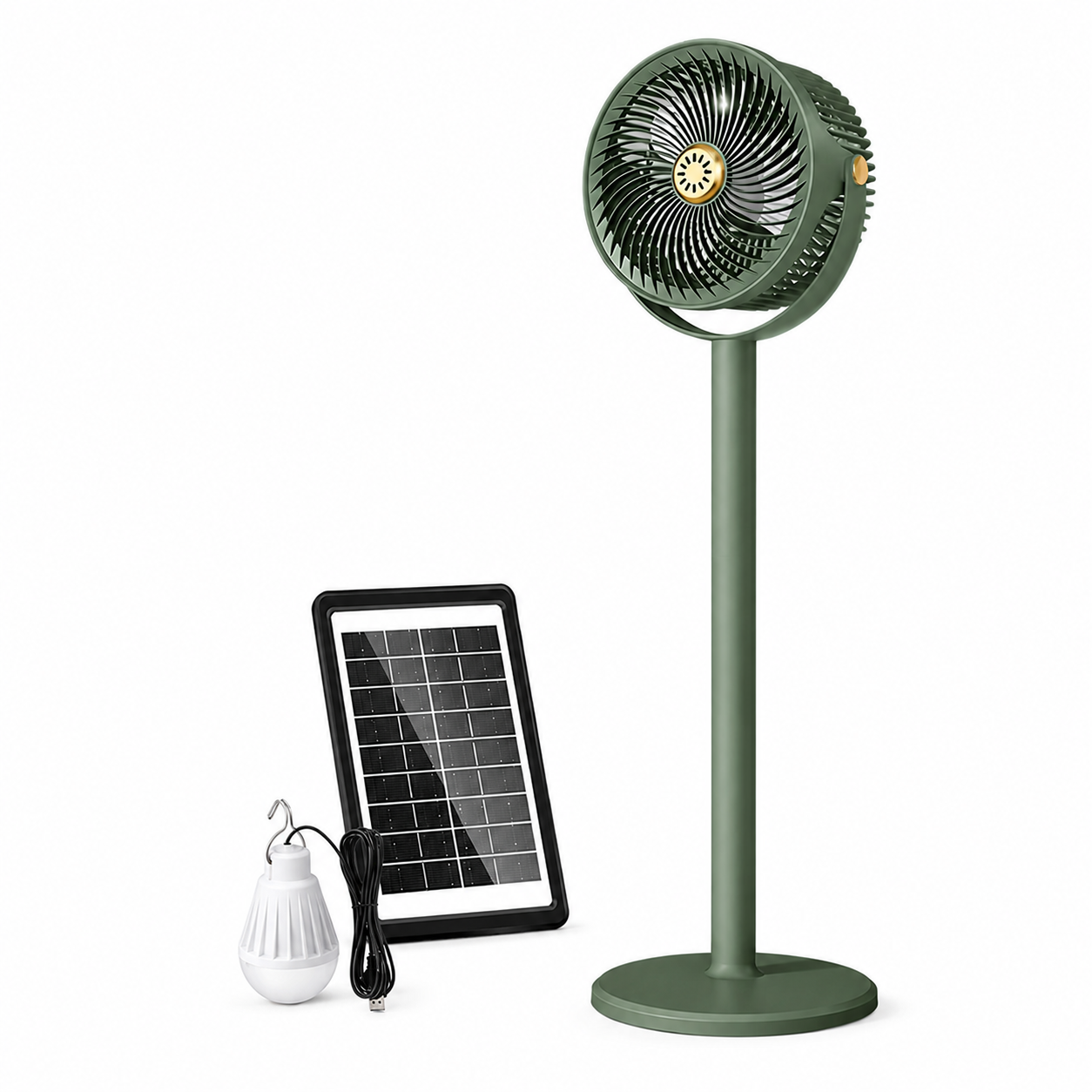 Stativfläkt med Solenergi och LED-belysning Multifunktionell