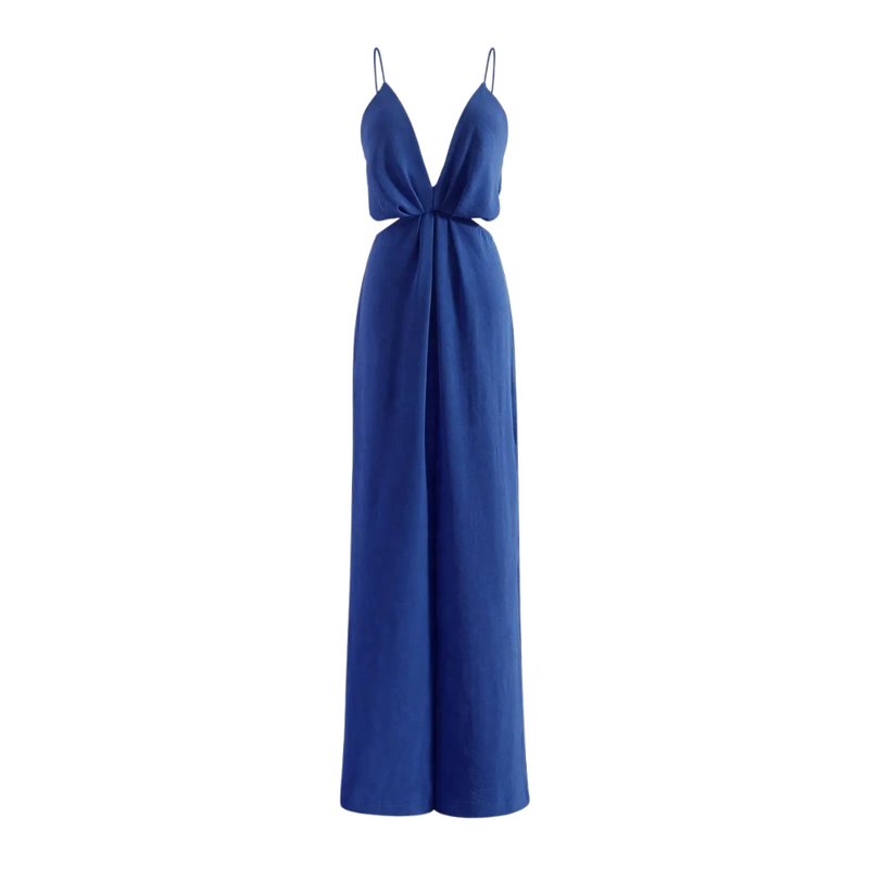 Urholkad plisserad jumpsuit med vida ben