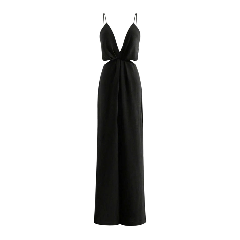 Urholkad plisserad jumpsuit med vida ben